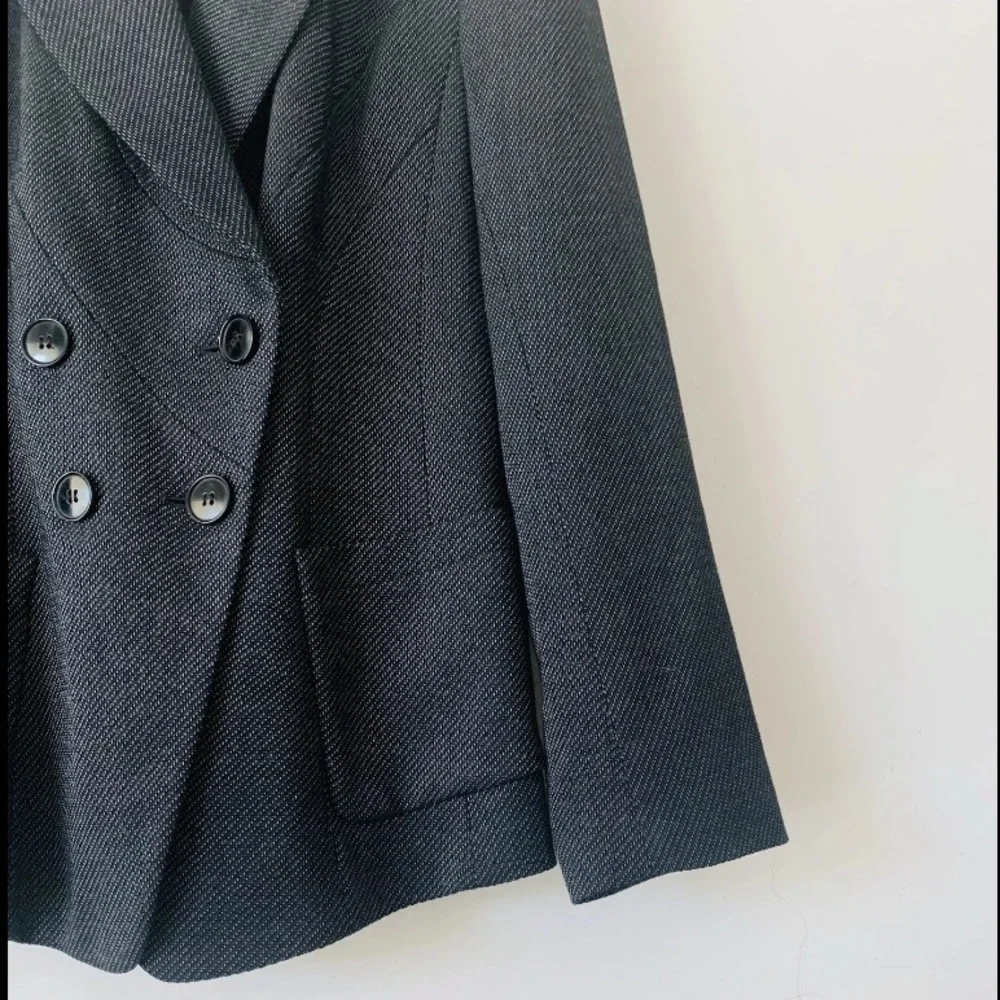 Lafayette 148 Gray Textured Double-Breasted Blazer Jacket Women Sz 8 Academia